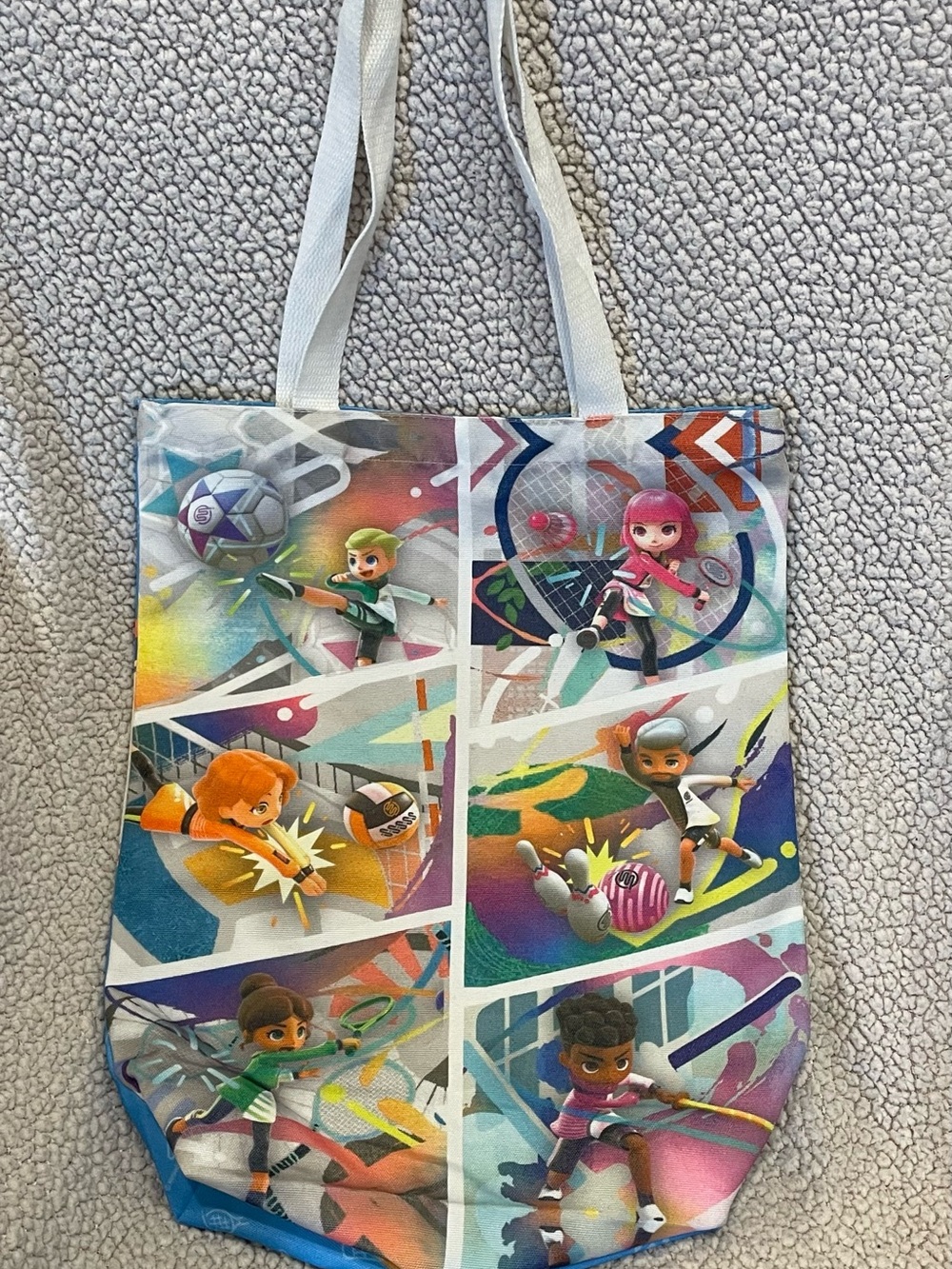 Girl Tote Bag Colorful Cartoon Sports Characters Tote Bag